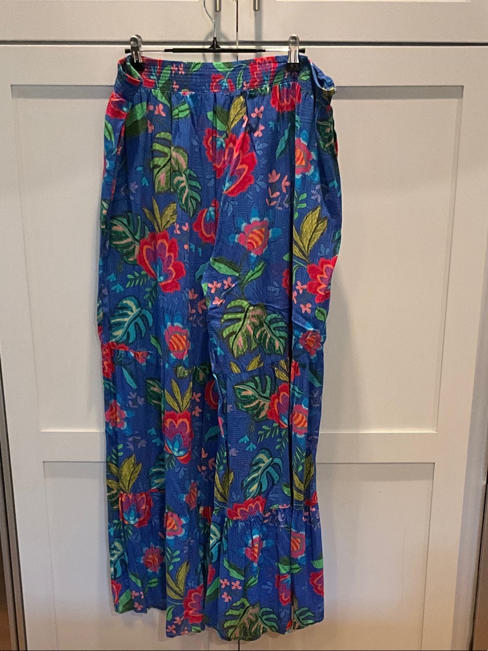 Johnny Was Rumba Tiered Pant Blue Tropical Floral Swim Coverup Pants